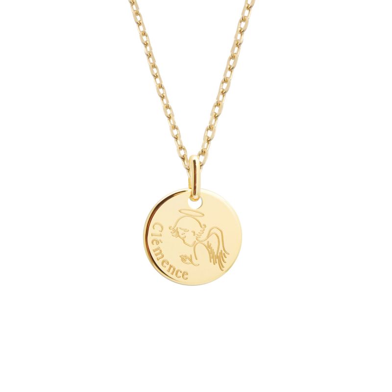 Collier dessin Ange plaqué or