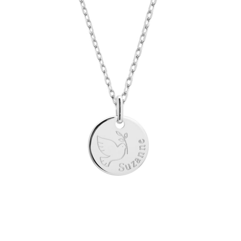 Collier dessin colombe en argent