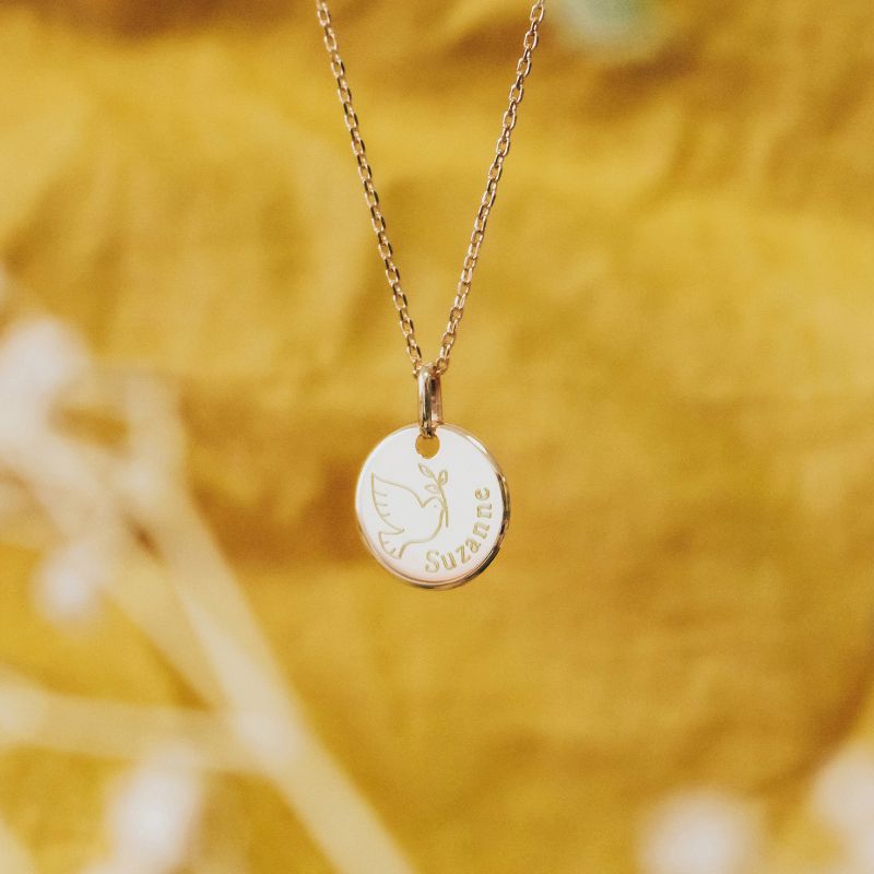 Collier dessin colombe plaqué or – Image 2