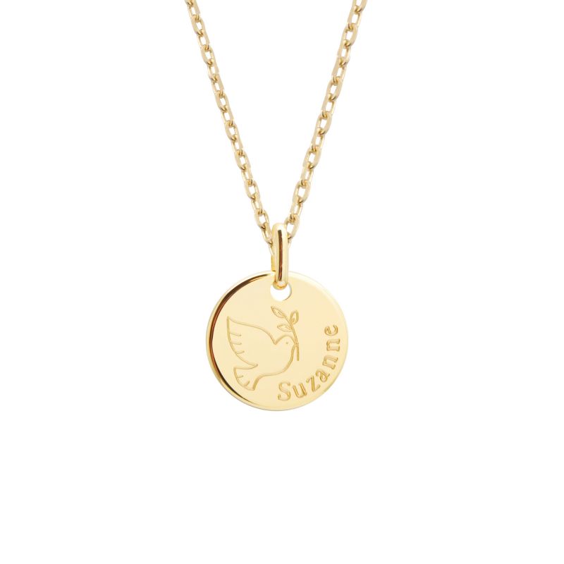 Collier dessin colombe plaqué or