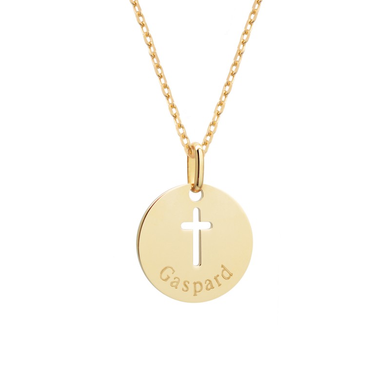 Collier croix ajourée plaqué or