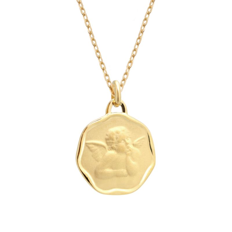 Collier ange Raphaël en plaqué or mat