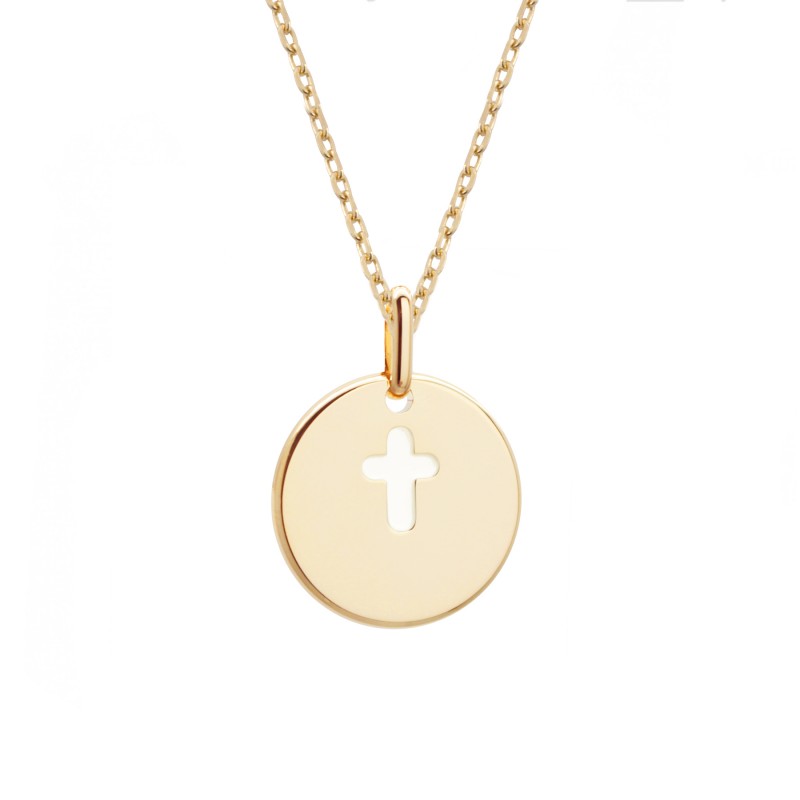 Collier kids croix laqué ivoire – Image 3