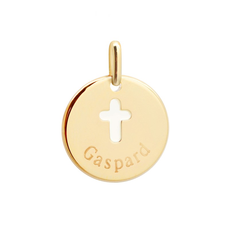 Pendentif kids croix laqué ivoire