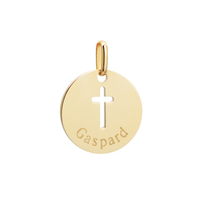 Pendentif croix ajourée plaqué or