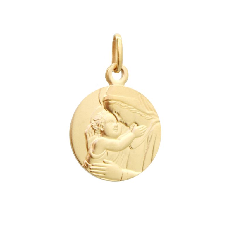 Pendentif médaille Vierge à l’Enfant en plaqué or